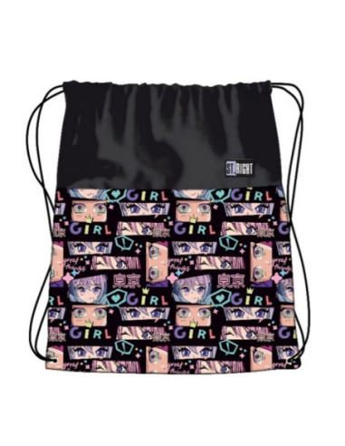 S2622,Sac incaltaminte pentru copii St.Majewski St.Right Colour Anime, 43cm, negru