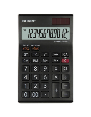 SH-EL124TWH,Calculator de birou, 12 digits, 152x96x12mm, dual power, SHARP EL-124TWH - negru/alb