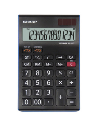 SH-EL145TBL,Calculator de birou, 14 digits, 176x112x13mm, dual power, SHARP EL-145TBL - negru