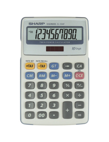 SH-EL334FB,Calculator de birou, 10 digits, 170x108x15mm, dual power, SHARP EL-334FB - gri