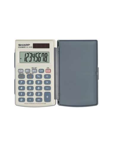 SH-EL243EB,Calculator de buzunar, 8 digits, 105x64x11mm, dual power, conversie, SHARP EL-243EB - gri