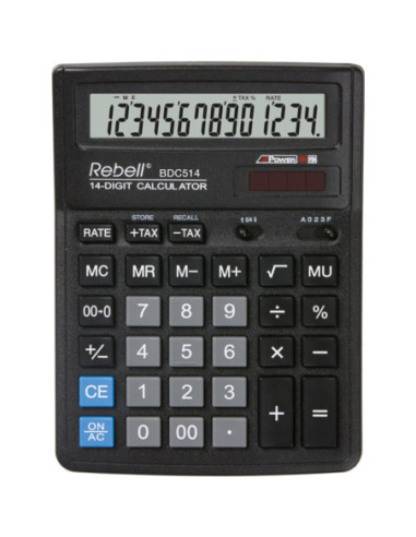 RE-BDC514,Calculator de birou, 14 digits, 193 x 143 x 38 mm, Rebell BDC 514 - negru