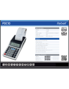 RE-PDC10,Calculator cu banda, 12 digits, 219 x 154 x 58 mm, Rebell PDC 10 - alb/negru 2