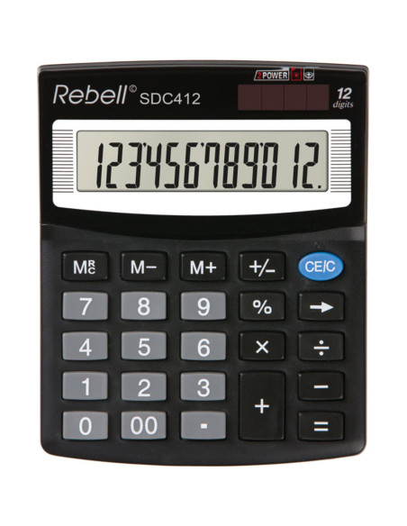 RE-SDC412,Calculator de birou, 12 digits, 125 x 100 x 27 mm, Rebell SDC 412 - negru