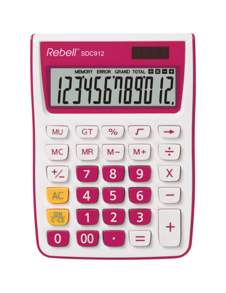 RE-SDC912PK,Calculator de birou, 12 digits, 145 x 104 x 26 mm, Rebell SDC 912 - alb/roz