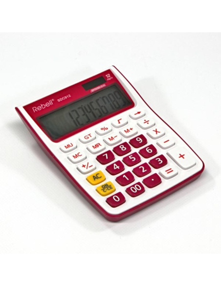 RE-SDC912PK,Calculator de birou, 12 digits, 145 x 104 x 26 mm, Rebell SDC 912 - alb/roz