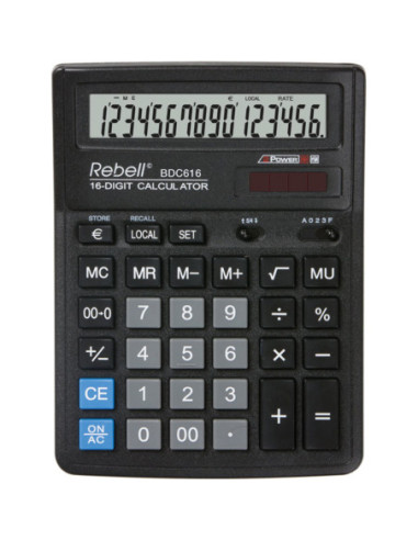 RE-BDC616,Calculator de birou, 16 digits, 193 x 143 x 38 mm, Rebell BDC 616 - negru
