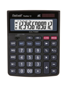 RE-PANTHER12,Calculator de birou, 12 digits, 147 x 115 x 32 mm, Rebell Panther 12 - negru