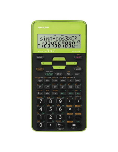SH-EL531THBGR,Calculator stiintific, 10 digits, 273 functii, 161x80x15mm, dual power, SHARP EL-531THBGR-negru/verd