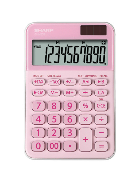 SH-ELM335BPK,Calculator de birou, 10 digits, 149x100x27mm, dual power, SHARP EL-M335BPK - roz