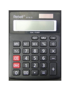RE-8118-12,Calculator de birou, 12 digits, 137 x 104 x 23 mm, dual power, Rebell 8118-12 - negru