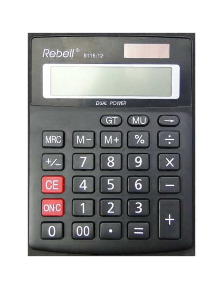 RE-8118-12,Calculator de birou, 12 digits, 137 x 104 x 23 mm, dual power, Rebell 8118-12 - negru