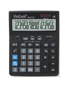 RE-BDC716M,Calculator de birou, 16 digits, 206 x 155 x 35 mm, dual power, Rebell BDC 716M - negru