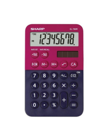 SH-EL760RBRB,Calculator de birou, 8 digits, 120x76x23mm, dual power, SHARP EL-760RBRB - rosu/bleumarin