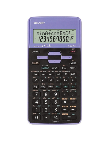 SH-EL531THBVL,Calculator stiintific, 10 digits, 273 functii, 161x80x15mm, dual power, SHARP EL-531THBVL-negru/viol