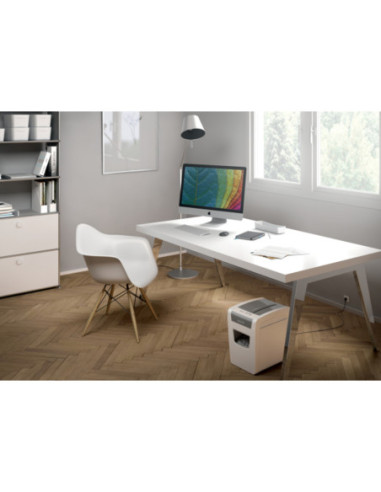 LZ80010000,Distrugator documente manual LEITZ IQ Home Office Slim, P4, cross-cut(confeti), 10coli, cos 23l, alb