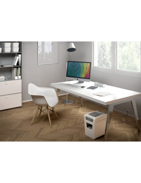 LZ80010000,Distrugator documente manual LEITZ IQ Home Office Slim, P4, cross-cut(confeti), 10coli, cos 23l, alb
