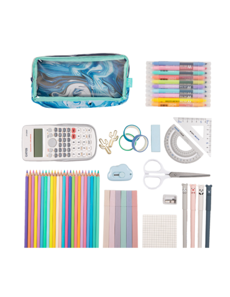 ZP-371764,Penar cu fermoar ZIPIT Half &amp Half, cu 2 buzunare - Blue Waves