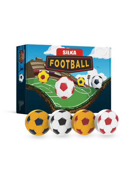 Cutie cu radiere pt creion, nu lasa reziduuri, 36buc/cutie, SILKA Football-forma rotunda, design aso