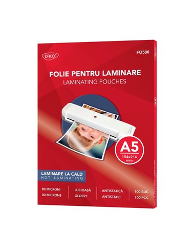 Folie laminare A5 DACO FO580, 80 microni, 100 buc/top 