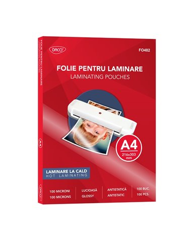Folie laminare A4 DACO FO482, 100 microni, 100 buc/top