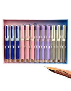 Set 12 stilouri metalice cu cerneala termosensibila si penita ascunsa 30051M, Diverse culori