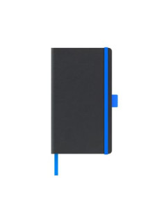 9493440,Agenda nedatata A5 Castelli, coperta rigida Neagra, elastic Albastru Deschis, interior Ivory dictando
