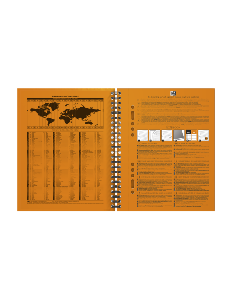 100102680-5,Set 5 x Agenda organizator Oxford International Notebook A5+, 80 file, dictando îngust, spirală dublă, Portocaliu
