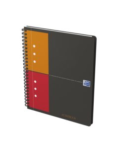 100102880-5,Set 5 x Agenda organizator Oxford International Active Book A5+, 80 file, patratele 5 x 5 mm, spirala dubla, Gri