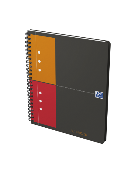 100102880-5,Set 5 x Agenda organizator Oxford International Active Book A5+, 80 file, patratele 5 x 5 mm, spirala dubla, Gri