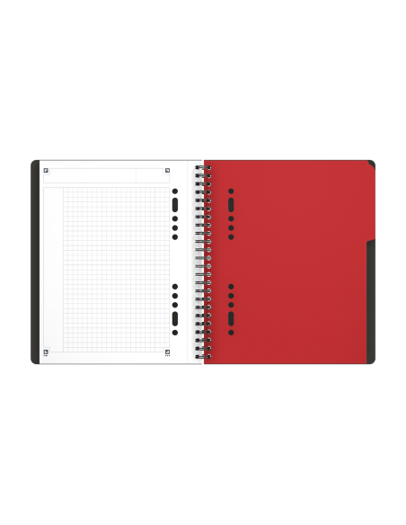 100102880-5,Set 5 x Agenda organizator Oxford International Active Book A5+, 80 file, patratele 5 x 5 mm, spirala dubla, Gri