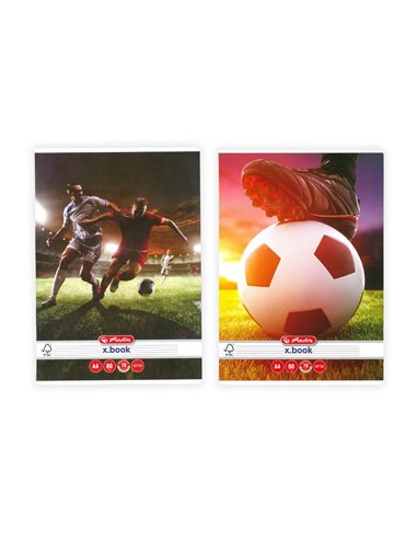 Caiet Herlitz A4, 80 file, 70g/mp, dictando, colturi rotunjite, Motiv Fotbal