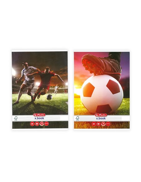 Caiet Herlitz A4, 80 file, 70g/mp, dictando, colturi rotunjite, Motiv Fotbal