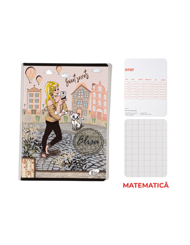 Caiet A5 Elisa Print, 48 file, 80g/mp, matematica, coperta carton