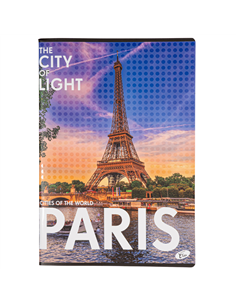 Caiet A4 Elisa, 60 file, 80g/mp, dictando, coperta carton, design cities of the world 2