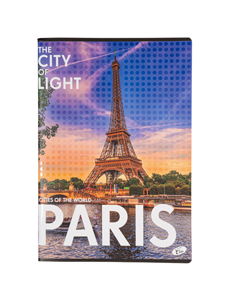 Caiet A4 Elisa, 60 file, 80g/mp, dictando, coperta carton, design cities of the world