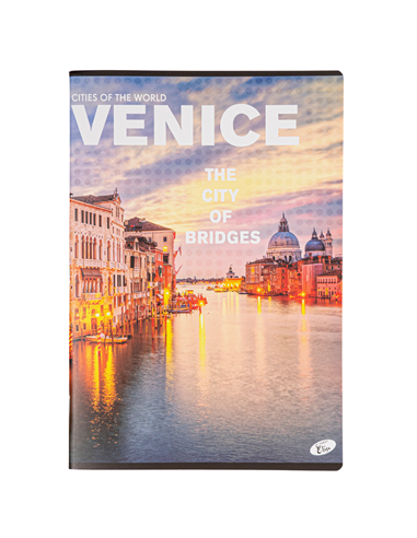 Caiet A4 Elisa, 60 file, 80g/mp, dictando, coperta carton, design cities of the world
