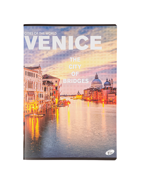 Caiet A4 Elisa, 60 file, 80g/mp, dictando, coperta carton, design cities of the world