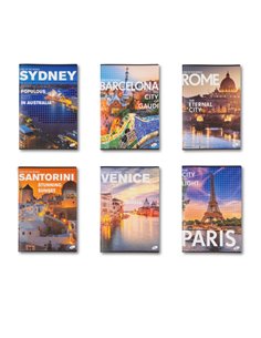 Caiet A4 Elisa, 60 file, 80g/mp, dictando, coperta carton, design cities of the world