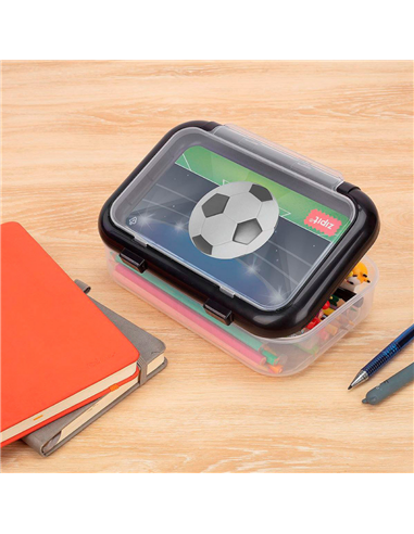 Penar ZIPIT Recycled plastic, 2 compartimente, 21.5 x 15 x 6 cm, Motiv Soccer field