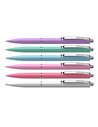 Set 50 de pixuri Schneider K15, clema metalica, mina albastra, Culori pastel asortate