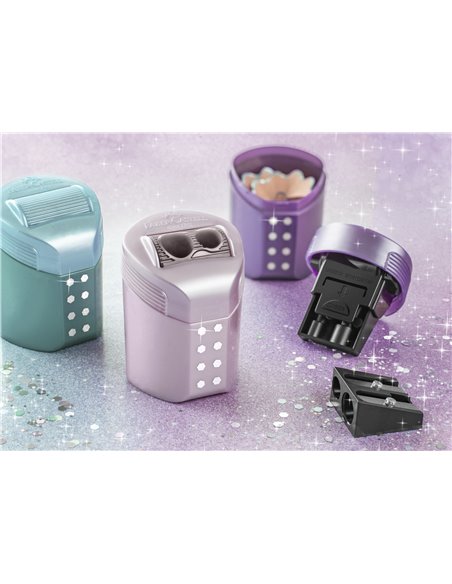 Ascutitoare dubla RollOn Faber-Castell Sparkle, Culori asortate pastel
