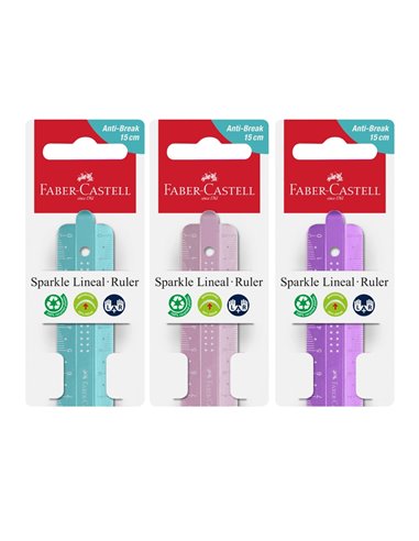 Rigla Faber-Castell Sparkle FC172015, 15 cm, Culori asortate