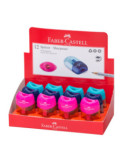 Set 12 ascutitori Faber-Castell Apple Trend 2019, cu recipient, culori pastel asortate