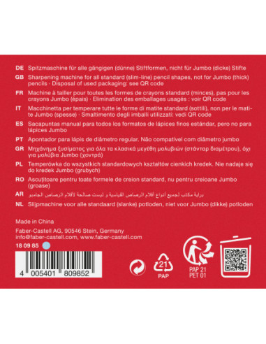 FC180985,Ascutitoare de birou Faber-Castell Sky, cu container pentru reziduuri, Albastru