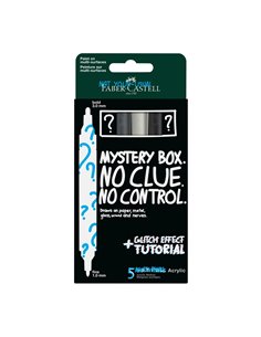 FC186006,Set 1 x Blister cu 5 markere acrilice multimark mystery Faber-Castell, culori surpriza, varf dublu 1 mm - 3 mm