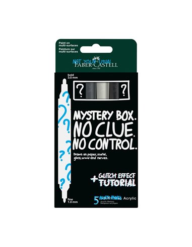 FC186006,Set 1 x Blister cu 5 markere acrilice multimark mystery Faber-Castell, culori surpriza, varf dublu 1 mm - 3 mm
