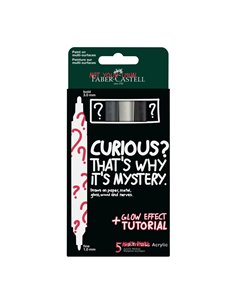 FC186007,Set 2 x Blister cu 5 markere acrilice multimark mystery Faber-Castell, culori surpriza, varf dublu 1 mm - 3 mm