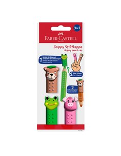 FC110705,Set 3 capace Faber-Castell pentru creioane Grippy, model 2, Animale