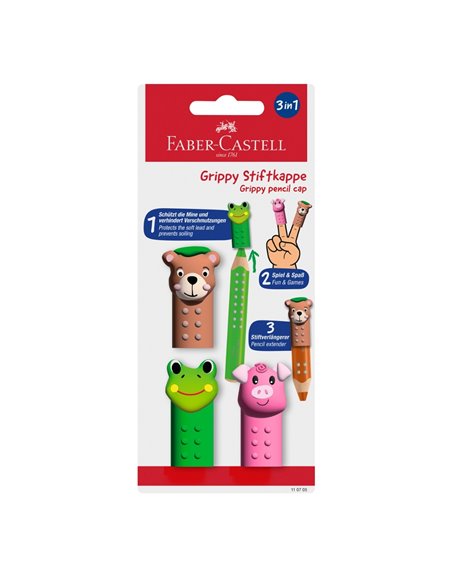 FC110705,Set 3 capace Faber-Castell pentru creioane Grippy, model 2, Animale